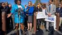 Pennsylvania state House Democratic Leader Joanna McClinton at a Philadelphia press conference.