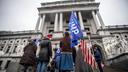 Trump supporters protest outside the Capitol building on Monday, Dec. 14. Twenty electors from across Pennsylvania gathered in Harrisburg today to cast their votes for Joe Biden.