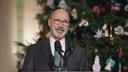 Pennsylvania Governor Tom Wolf, who will soon leave office, speaks at the Capitol in Harrisburg.