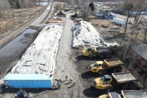 A pile of excavated soil waiting for removal from East Palestine, Ohio in March 2023.